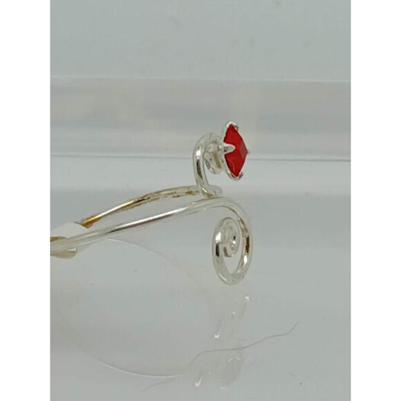 Sexy Ruby Red Crystal Rhinestone Toe Ring Adjustable Size  Sterling Silver NEW - Picture 4 of 8